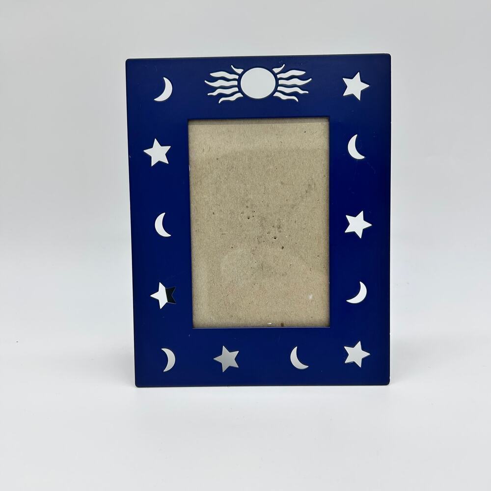 Vintage Moon Sun Photo Frame Y2K Navy Blue Celestial Boho Picture Home Decor
